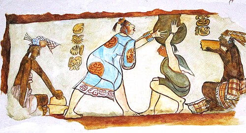 لوحة جدارية من حضارة المايا من أكروبول شيك ناب في كالكمول، 650-700 م