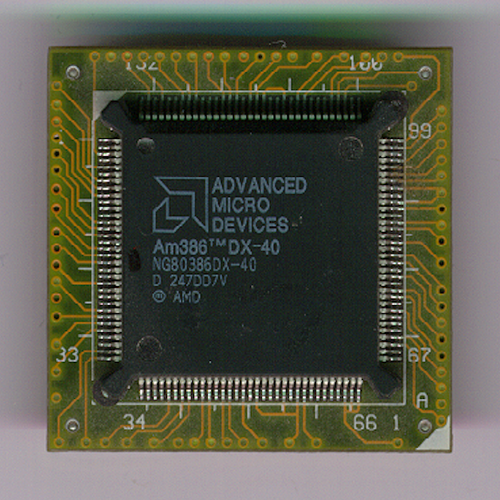 مسح ضوئي لمعالج AMD Am386™DX-40 مثبت على محول PGA
