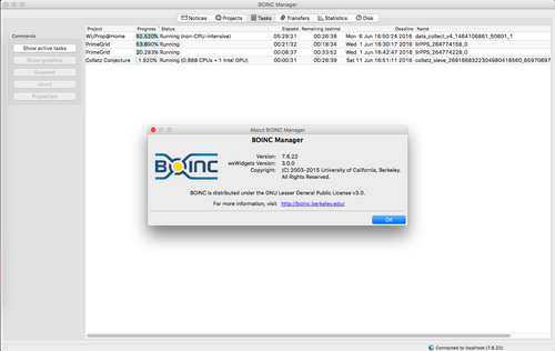 عرض متقدم لمدير BOINC