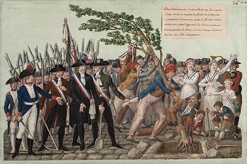 زراعة شجرة الحرية (un arbre de la liberté) خلال الثورة الفرنسية. جان بابتيست ليسور، 1790
