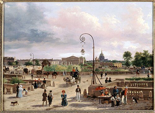 ساحة الكونكورد عام 1829، قبل التعديلات التي أجراها الملك لويس فيليب