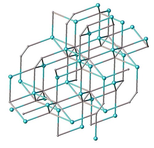 بنية أسيتيليد الصوديوم [Na+]2[−C≡C−]. رمز اللون: رمادي = C، أزرق = Na.