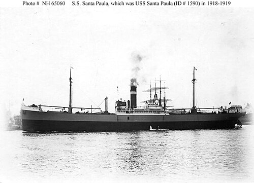 السفينة إس إس سانتا باولا، حوالي عام 1916