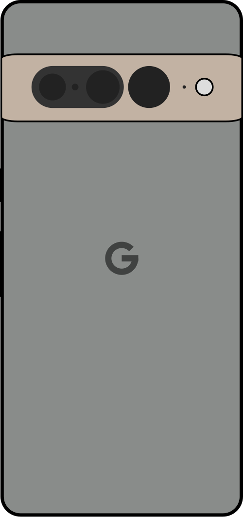 رسم تخطيطي لهاتف Pixel 7 الذكي باللون الأخضر.