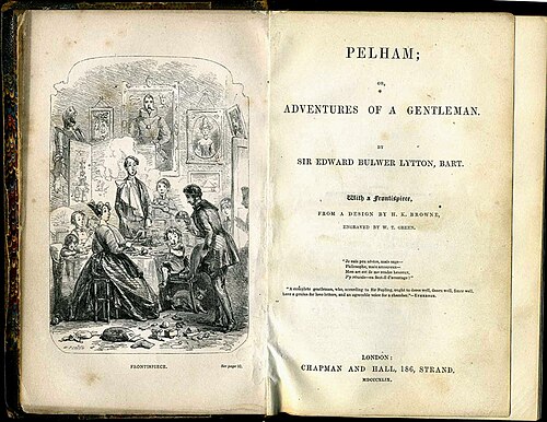 الصفحة الأولى لكتاب بيلهام من تصميم إدوارد بولور-ليتون، 1849