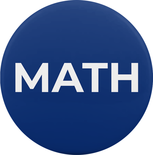 زر أزرق عليه الأحرف الكبيرة "MATH".