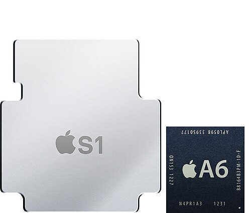 مقارنة حجم هاتف S1 بهاتف Apple A6 في هاتف iPhone 5