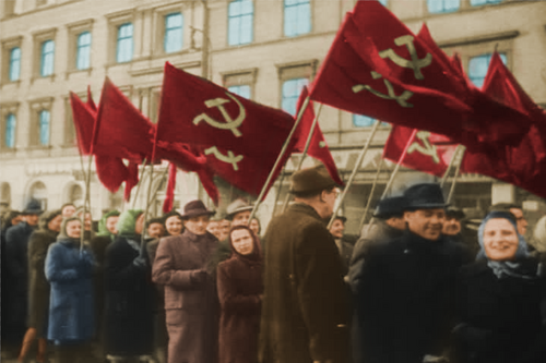 الشيوعيون في براغ، جمهورية التشيك. خلال الانقلاب التشيكوسلوفاكي عام 1948