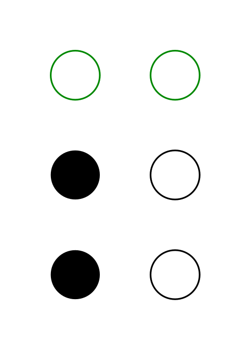 ⠆ (نقاط نمط برايل - 23)