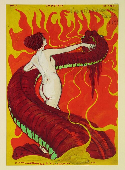 أندروميديا، رسم توضيحي لـ Jugend بقلم هانز كريستيانسن (1898)