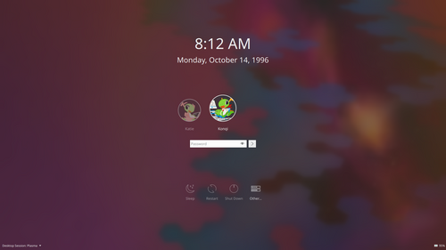 Login screen of Plasma 5