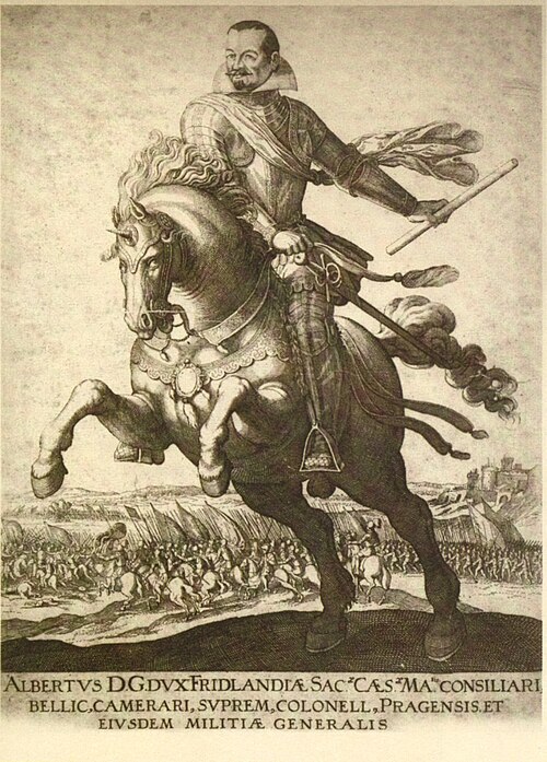 ألبريشت فاتسلاف فون فالنشتاين (1583-1634)، قائد عسكري وسياسي شهير خلال حرب الثلاثين عامًا، أول من حمل لقب الجنراليسيمو في التاريخ