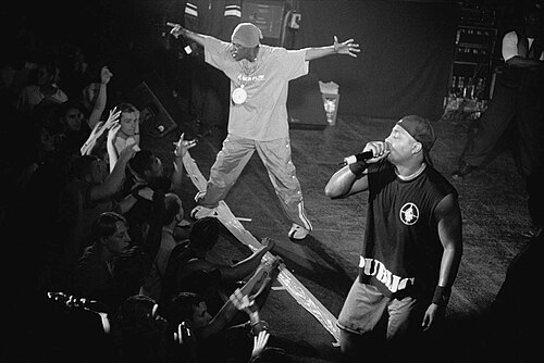 دخلت موسيقى الهيب هوب إلى التيار السائد من خلال فنانين مثل Public Enemy وLL Cool J وBeastie Boys وRun-DMC وNWA، بينما ساعدت البرامج التلفزيونية مثل Yo! MTV Raps في نشر موسيقى الراب في جميع أنحاء العالم.