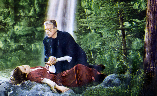صورة دعائية ملونة لفيلم عروس فرانكشتاين (1935).