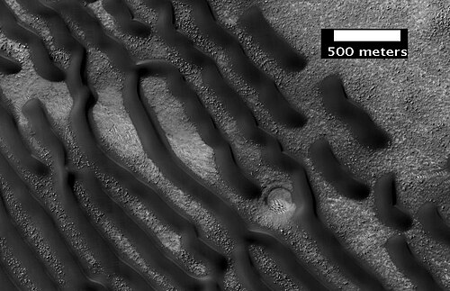منظر واسع للكثبان الرملية في نواشيس، كما التقطته كاميرا HiRISE.
