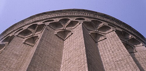 Detail of brickwork of upper sections. The Seljuk style is readily observable.