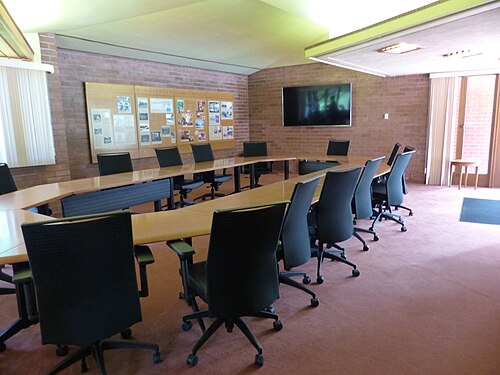 A conference room at Wingspread with seats around a table