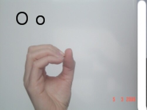 حرف "O" في لغة الإشارة الأمريكية (مستدير)