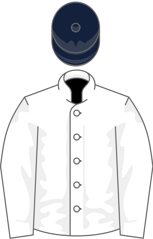 White, dark blue cap