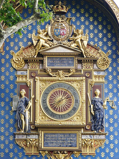 Vytis on top of Palais de la Cité's Tour de l'Horloge clock, Paris, since 1585