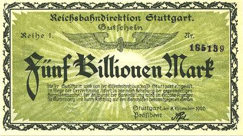 5 تريليون (5 مليارات) مارك، شتوتغارت، 1923