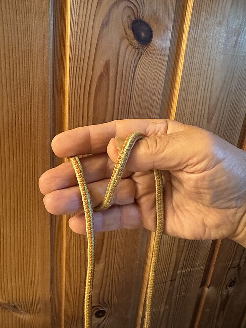 2: طرف الخاتم من العروة معقوف بالإبهام من الخارج وإلى الأعلى
