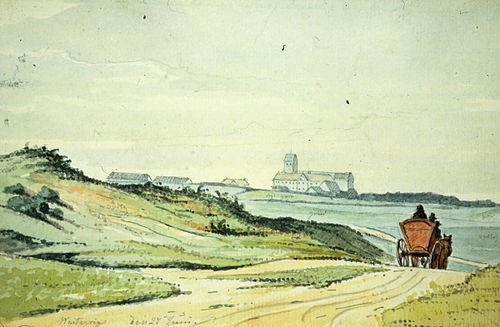 عربة تجرها الخيول على الطريق، حوالي عام 1840