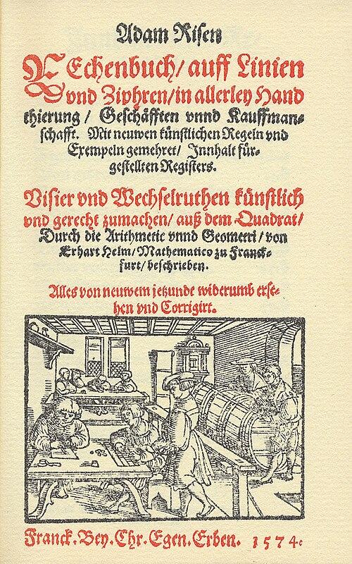 آدم ريس، Rechenung auff der linihen und federn (الطبعة الثانية)، 1525