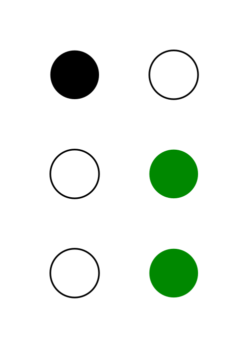 ⠱ (نقاط نمط برايل - 156)