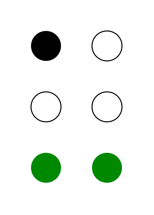 ⠥ (نقاط نمط برايل - 136)
