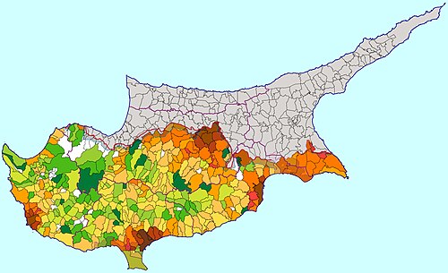 خريطة الكثافة السكانية في قبرص