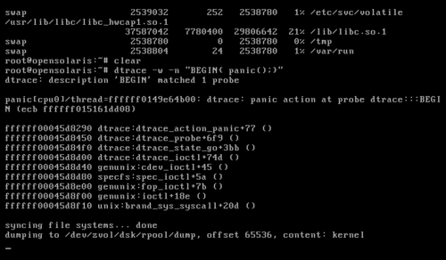 حدث عطل في نواة نظام التشغيل OpenSolaris.