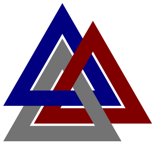 عقدة فالكنوت كسلسلة مغلقة ثلاثية الحلقات (Knot Atlas L6n1 مؤرشفة في 21 يناير 2021 في Wayback Machine)