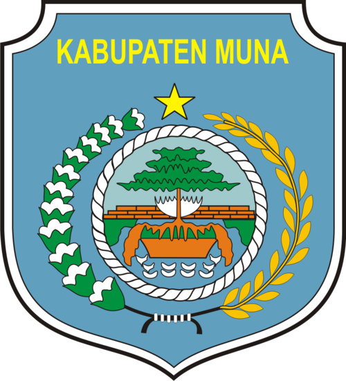 Former emblem of Muna Regency (2002–2012). With the creation of new West Muna Regency and North Buton Regency this logo was deemed not reflecting the current reality and replaced.