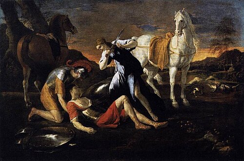 الكلاسيكية: تانكريد وهيرمينيا بريشة نيكولا بوسان (1649)
