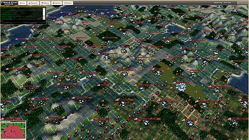 Freeciv-web يعمل في عميل WebGL ثلاثي الأبعاد