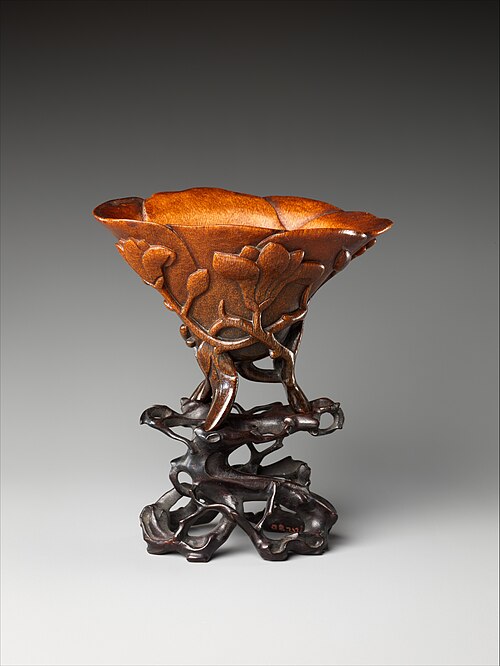 Cup; early 17th century; rhinoceros horn; height: 10.2&nbsp;cm; Metropolitan Museum of Art.