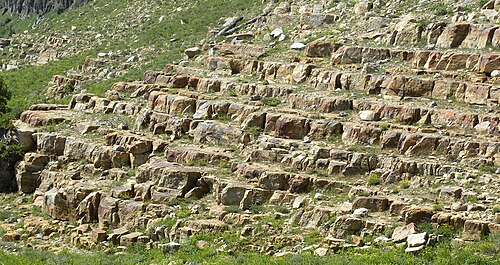 كوارتزيت سوان بيك (الأوردوفيشي) مكشوف شمال بحيرة توني غروف، مقاطعة كاش، يوتا