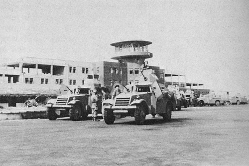 مطار اللد ذو الأهمية الاستراتيجية بعد استيلاء جيش الدفاع الإسرائيلي عليه في يوليو 1948
