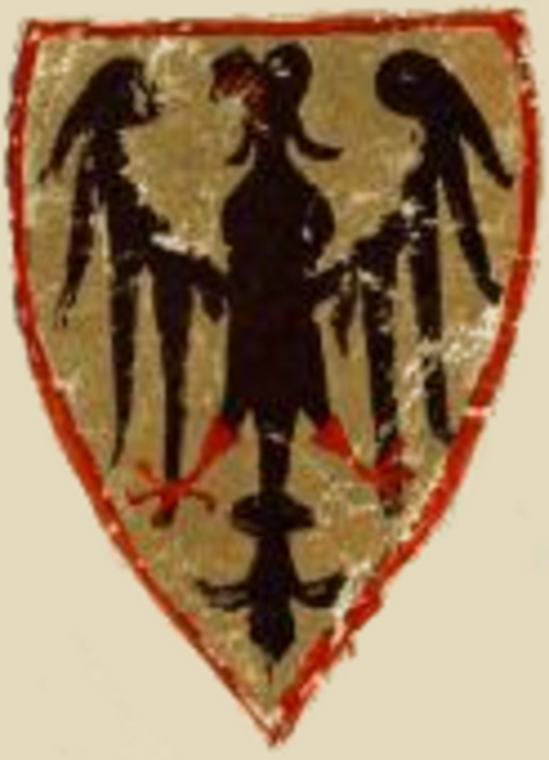 شعار النبالة الإمبراطوري المنسوب إلى هنري السادس (حكم من 1191 إلى 1197) من مخطوطة مانس (حوالي 1304)