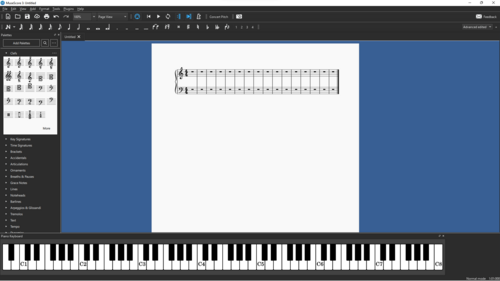 برنامج MuseScore 3.6 يعمل على نظام التشغيل Windows 11 في الوضع الداكن.