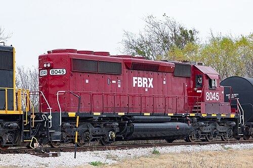 قاطرة FBRX SD40-2 في مانور، تكساس.