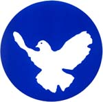 حمامة على دائرة زرقاء داكنة.
