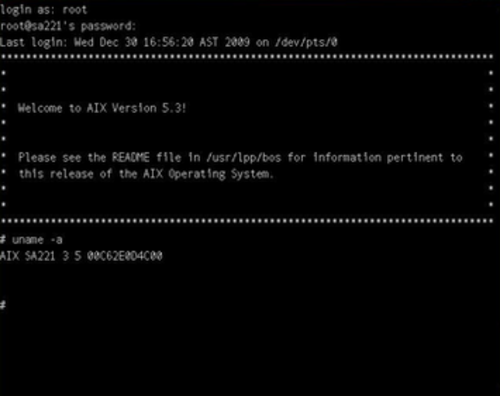 لافتة ترحيبية لنظام AIX 5.3