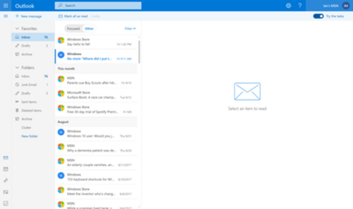 Outlook.com 2017 بيتا