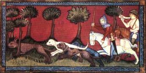 صيد الذئاب مصور في كتاب حيوانات من القرن الثاني عشر