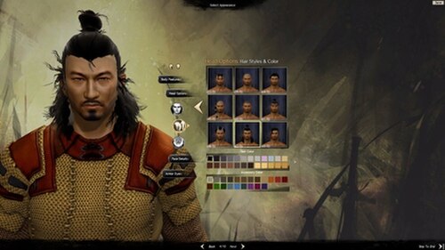 لقطة شاشة لنظام إنشاء الشخصيات في لعبة Guild Wars 2.