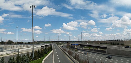 A sprawling interchange between Highway&nbsp;409 and 427 in Etobicoke, one of several in the Greater Toronto Area