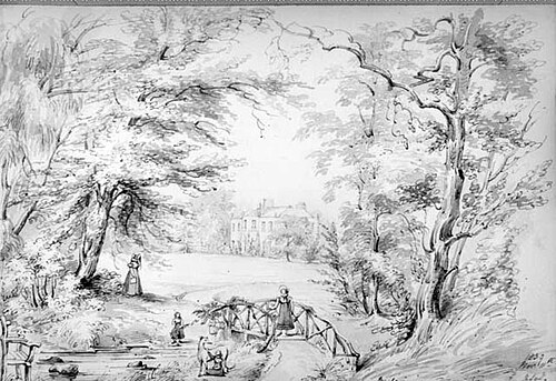 رسم تخطيطي لمتنزه مارلي بارك ديميسن عام 1837 بريشة آن لا توش